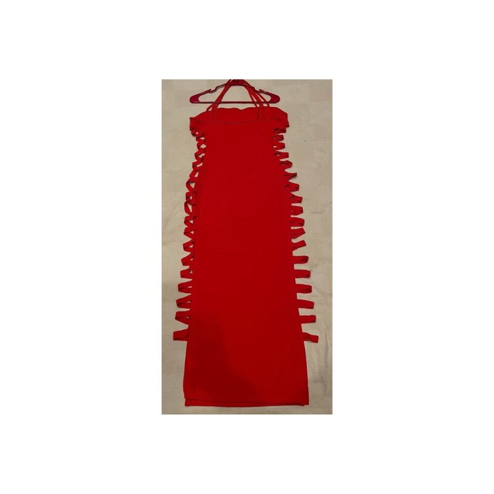 Red Slit Dress - Picture 2 of 3